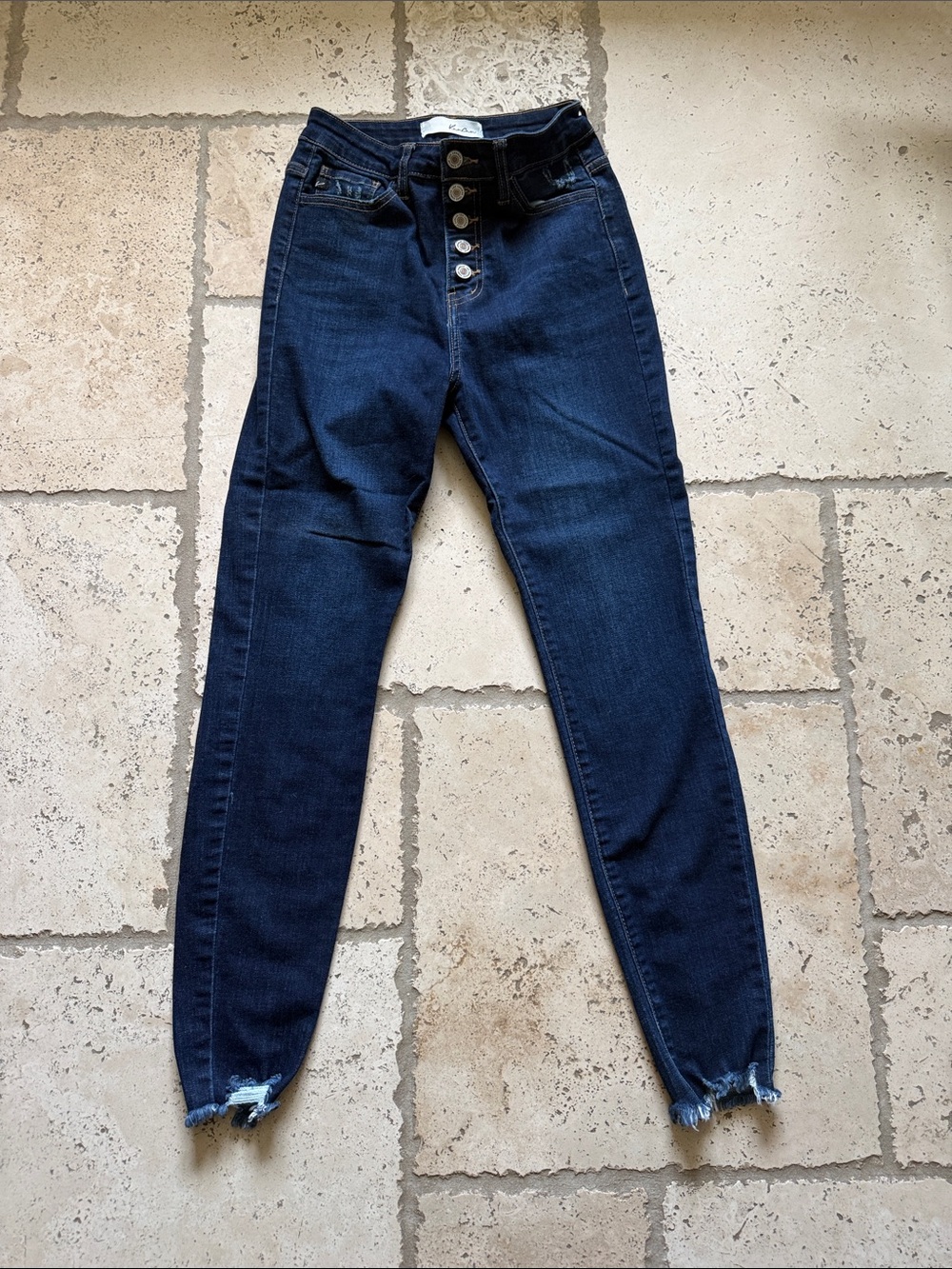 KanCan Dark Blue High-Rise Button-Fly Skinny Jeans